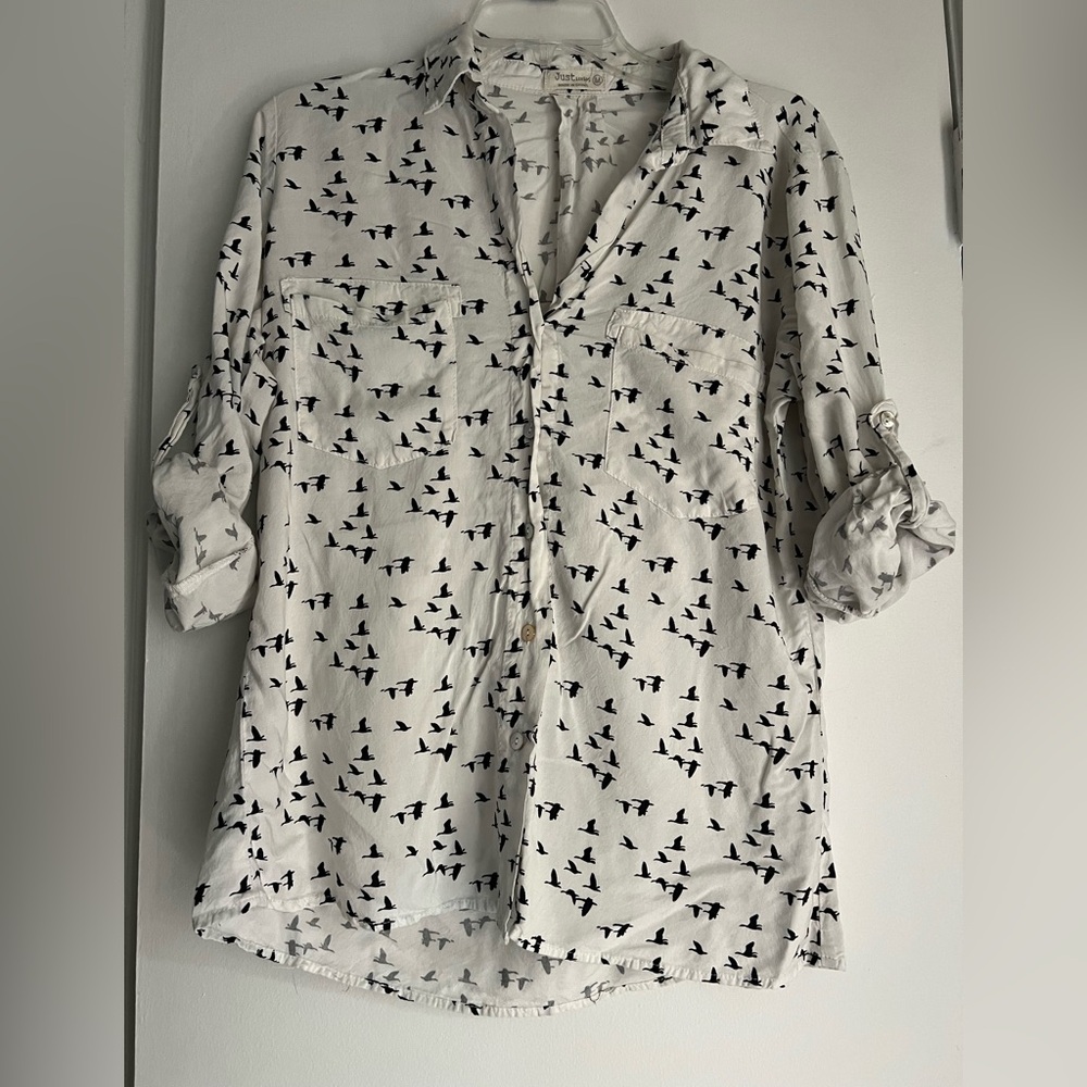 Women's White Bird Print Top